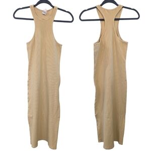 Bahhgoose Cream Yellow Ribbed Cotton Dress. XS/S